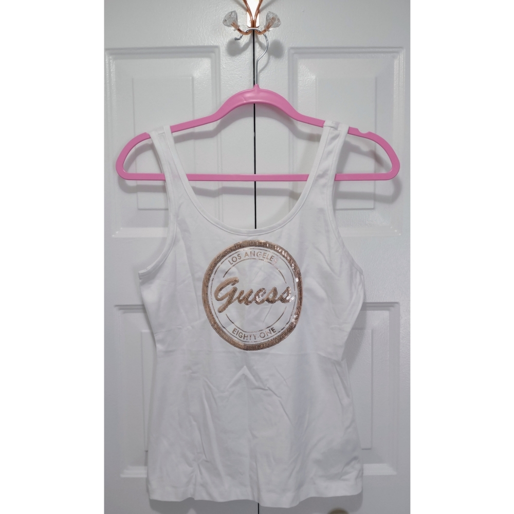 GUESS Gold Logo Tank Size Medium New - Picture 4 of 7